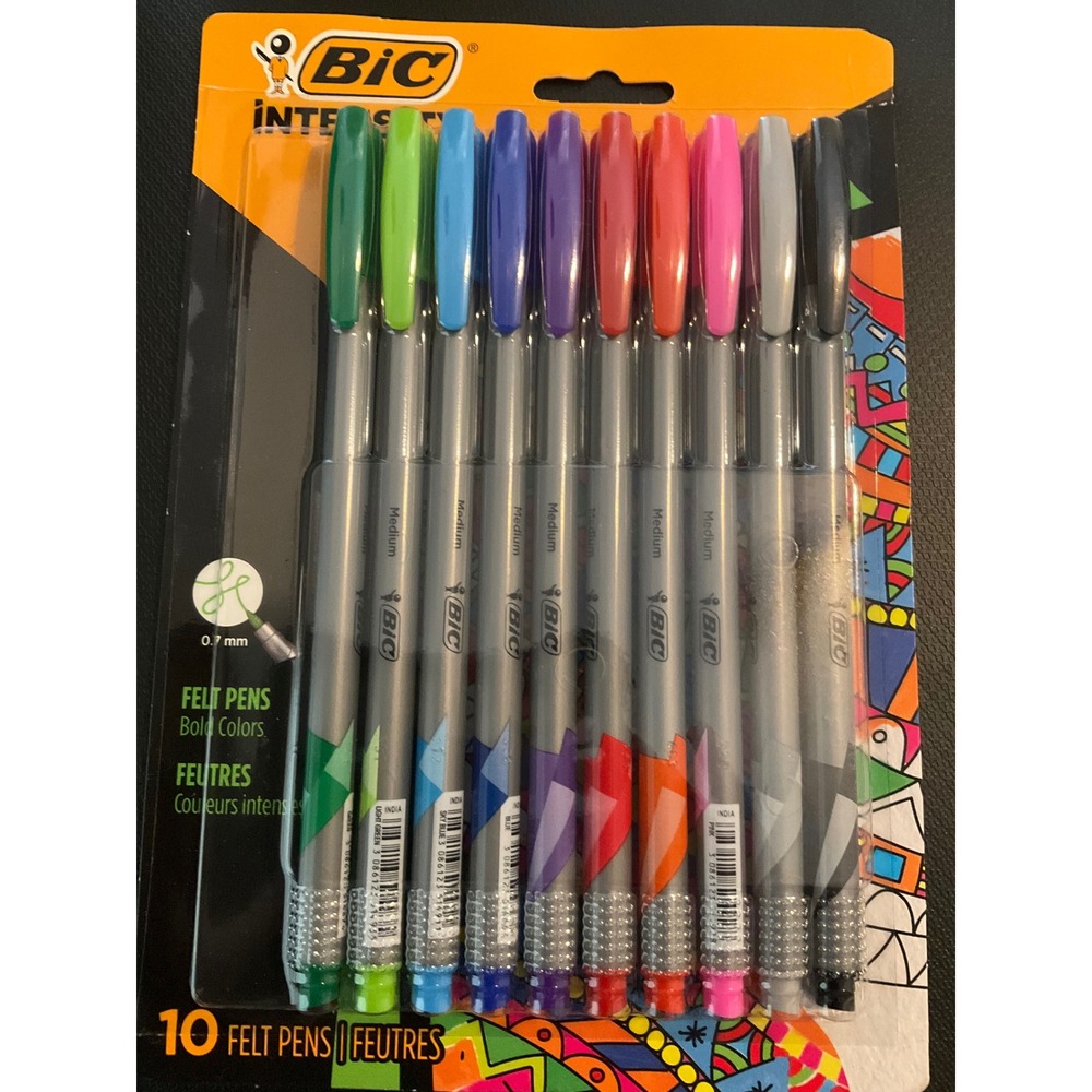 BIC Intensity Felt Tip Pens Medium Point 0.7mm Assorted Colors 10 Count FPIMPB10